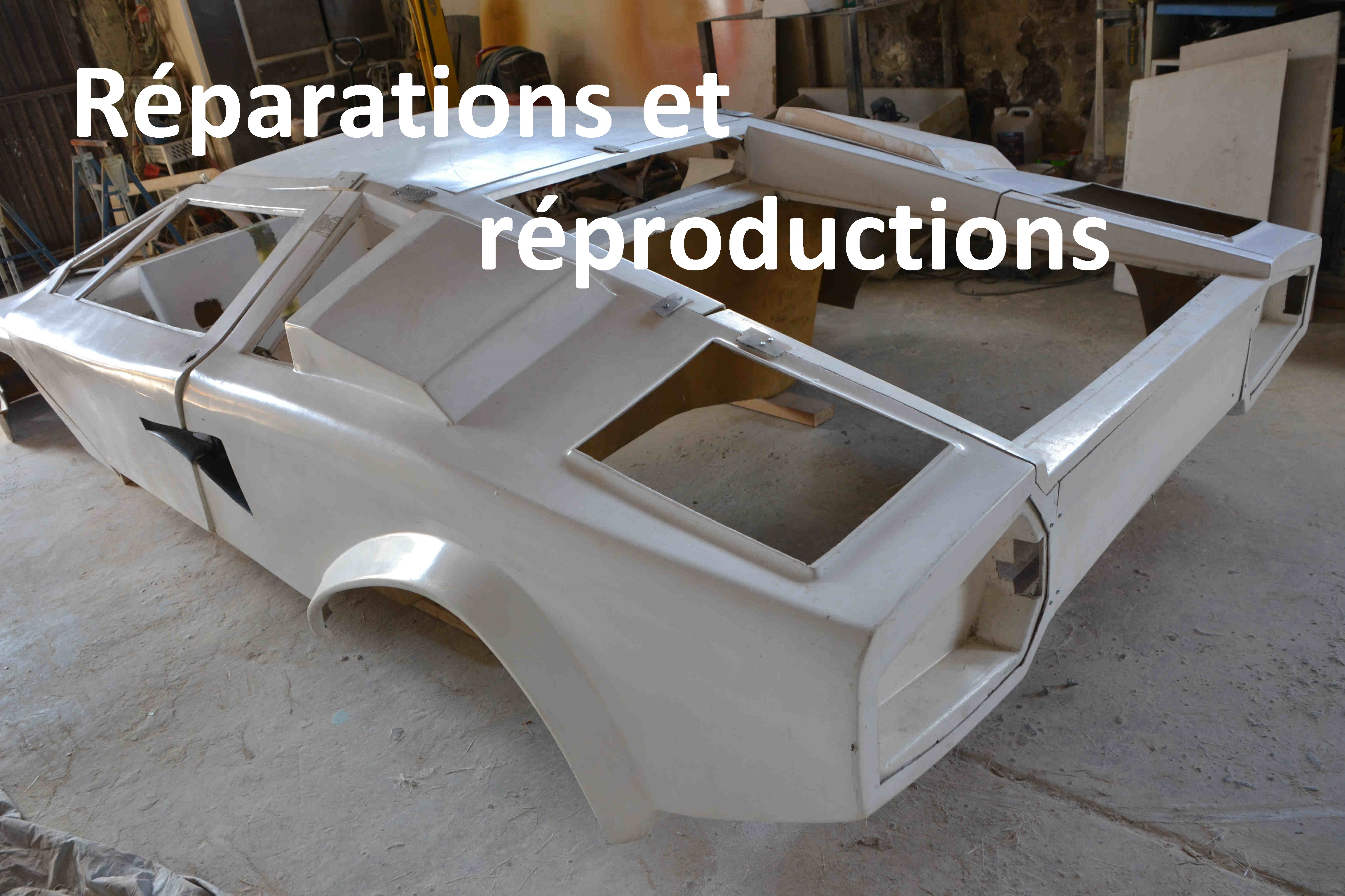 afbeelding van een réparation en polyester,réparation en fibres de verre, kit VW chassis, lamborghini kit car, lamborghini body kit, lamborghini kit carrosserie